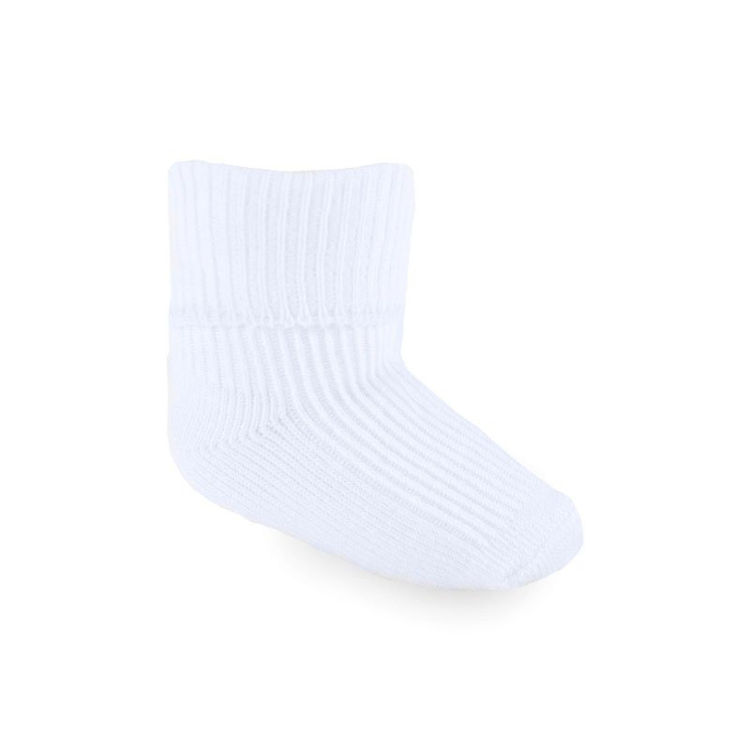 Picture of S02-W-03: WHITE TURNOVER SOCKS (0-3M)
